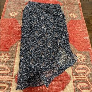 Veronica Beard Navy Floral Midi Skirt